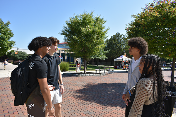 Students outside on campus