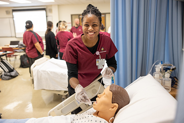 Female student in healthcare lab