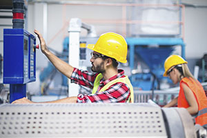 Portraits of workers in pvc factory.