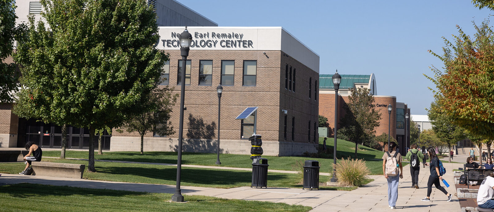 Students walking on campus