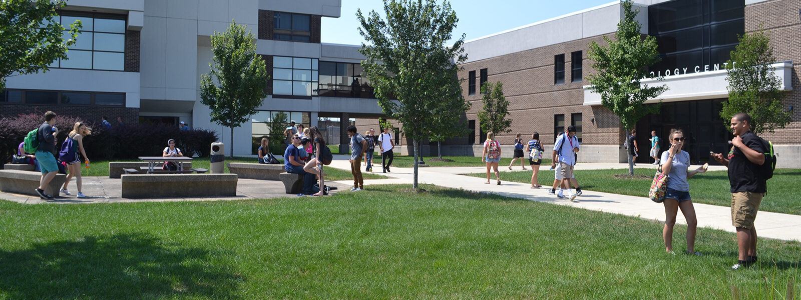 Image of students outside on campus